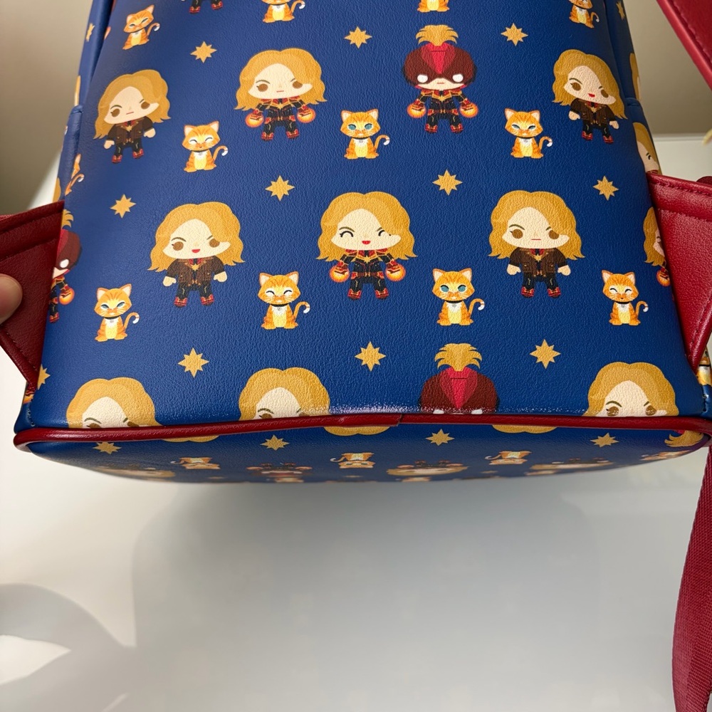 EUC Loungefly Marvel Captain Marvel Mini Backpack Chibi Goose Cat Flerken - Picture 8 of 11